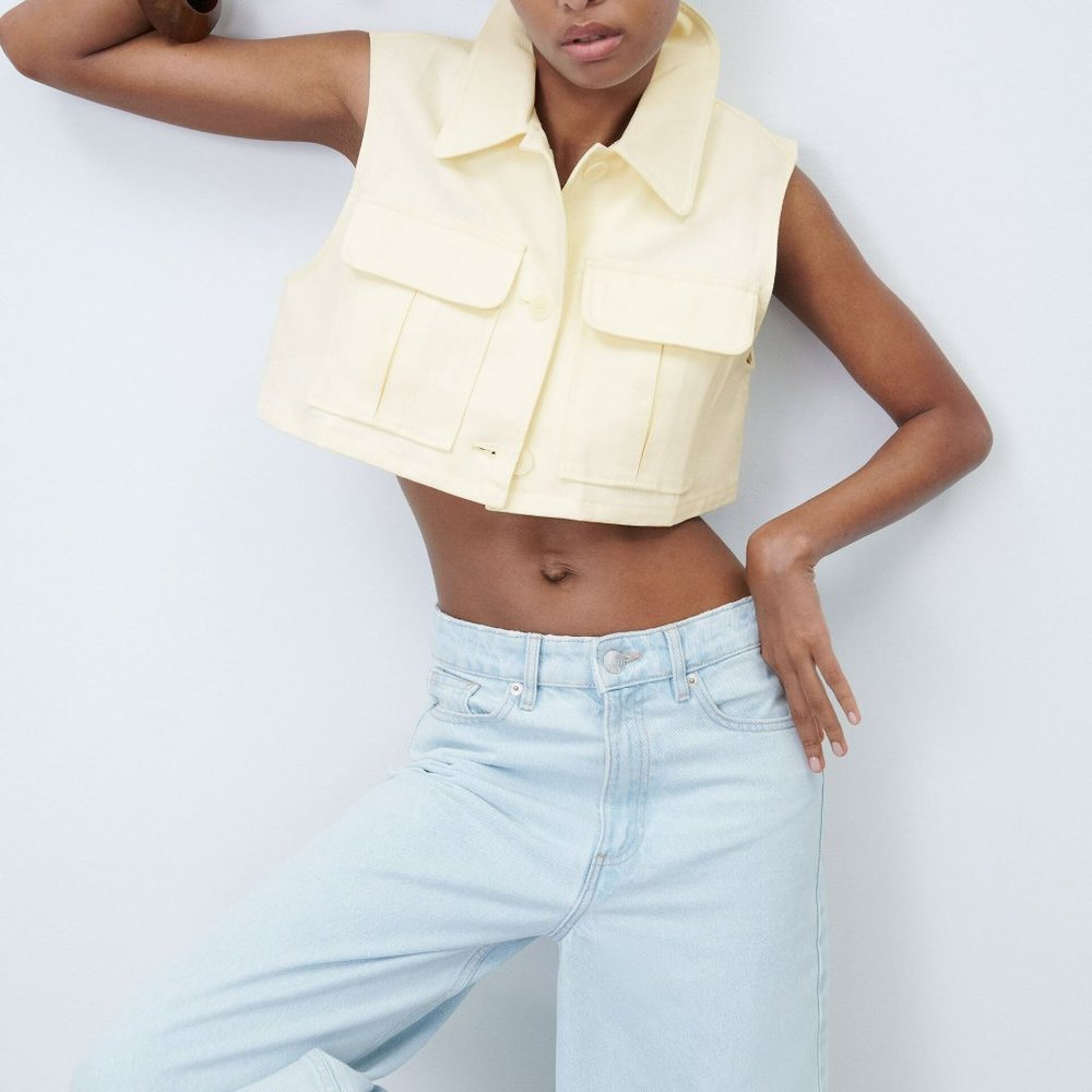 NWT Zara Cropped Waistcoat with pockets M
